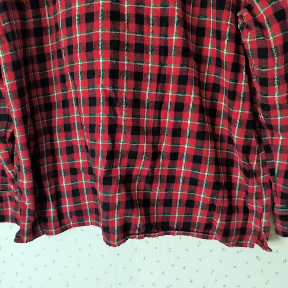 Lands' End Flannel Pajama Set Womens M Red Tartan Plaid Cotton Cozy Pockets - Picture 14 of 16